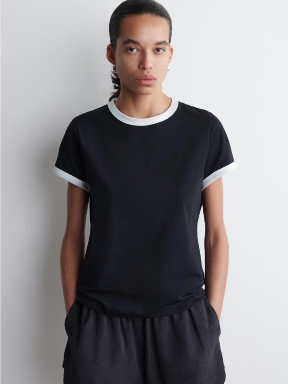 COS Navy Off White Trim Ringer Tee
